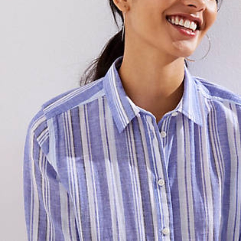 NWT Ann Taylor LOFT STRIPED BUTTON SHIRT - Picture 4 of 5